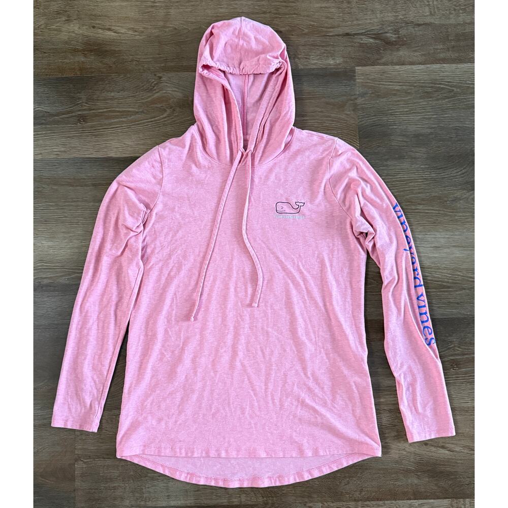 Vineyard Vines Pink Hooded Long Sleeve Edgartown T-Shirt Women’s Medium Whale